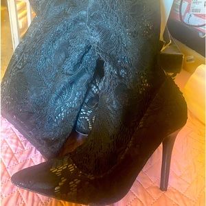 Sexy black lace women boots New!